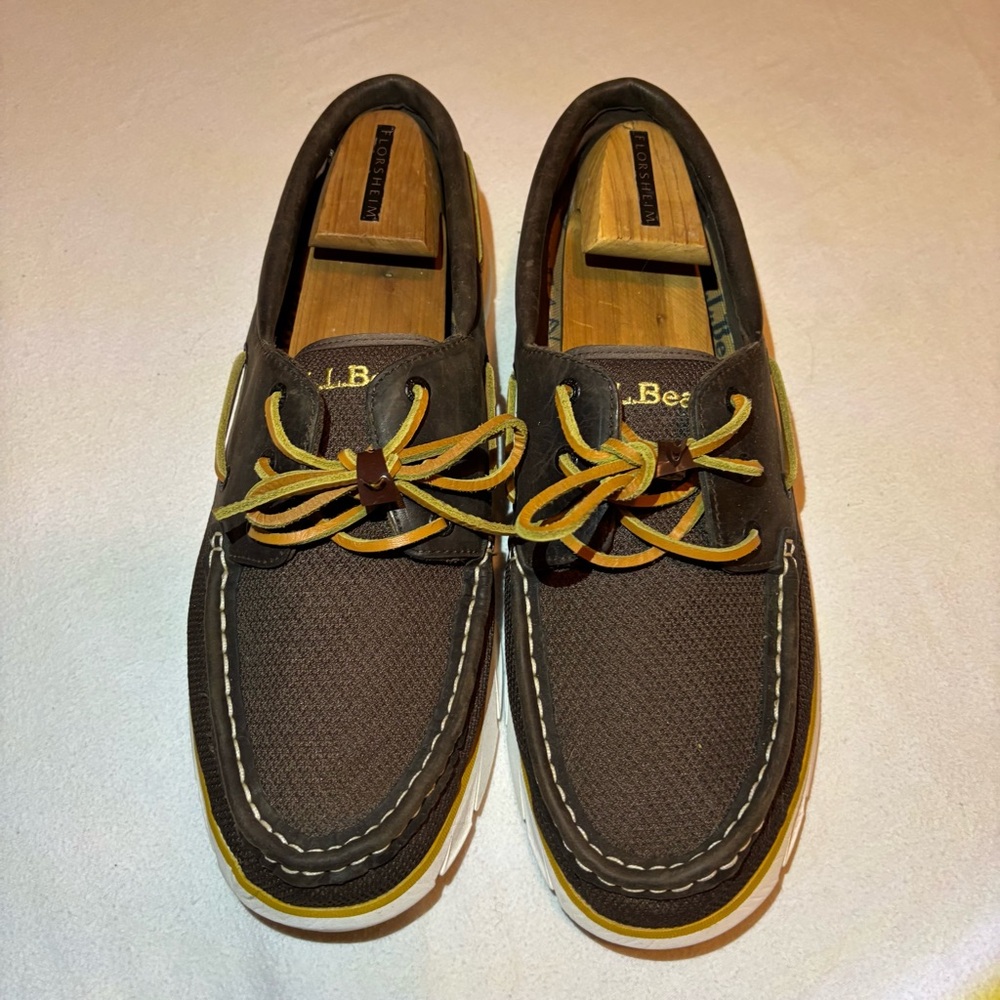 LL Bean Men’s Kennebec Mesh 3Eye Water Resistant Boat Shoes Brown Size 13 Medium